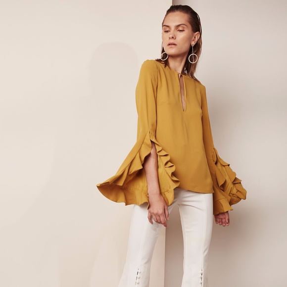 C/MEO Collective Gossamer Ruffled-Sleeve Top XS - Picture 4 of 16